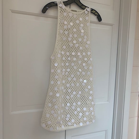 Caroline Constas White Sleeveless Crochet Coverup Sz Small - Picture 12 of 16